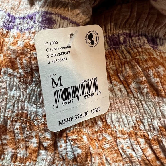 NWT Free People Next Vacation Top Ivory combo Size Medium - Picture 6 of 7